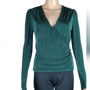 Evereve Jewel Green Wrap Top